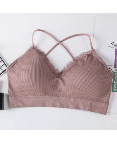 Fine Shoulder Strap Cross Beautiful Back Thread Wrap Bra Bra Bra Lace Anti Light Backing No Steel Ring Sports Bra Female $13....