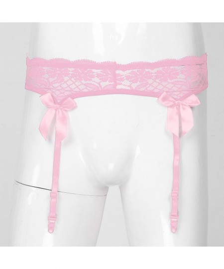 Gay Mens Womens Sheer Lace Suspenders Sissy Lingerie Sleepwear Bowknot Elastic Waistband Garter Belt for Stockings $20.71 - U...