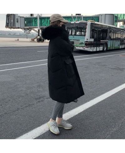 Faux Fur Collar Hood Winter Parkas Women 2022 Big Pockets Thicken Warm Long Coats Woman Zipper Down Cotton Padded Jackets $97...