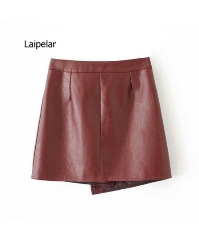 Pu Leather Asymmetrical Women Solid Skirt 2023 Ladies Zipper Mini Skirts Spring Summer Sexy Short Faux Leather Clothing $68.2...