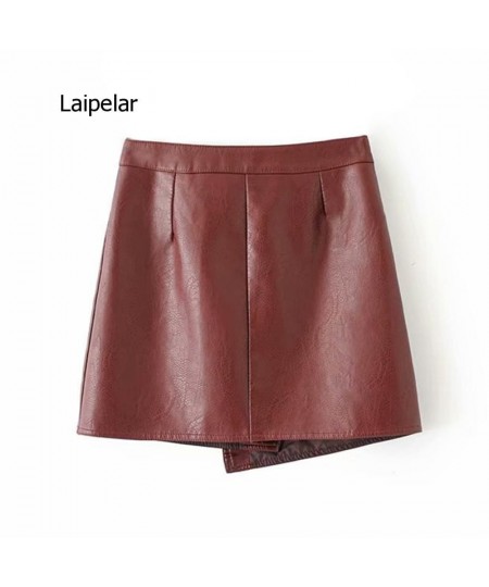 Pu Leather Asymmetrical Women Solid Skirt 2023 Ladies Zipper Mini Skirts Spring Summer Sexy Short Faux Leather Clothing $68.2...