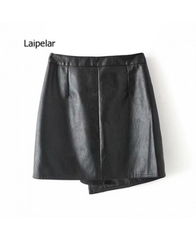 Pu Leather Asymmetrical Women Solid Skirt 2023 Ladies Zipper Mini Skirts Spring Summer Sexy Short Faux Leather Clothing $68.2...