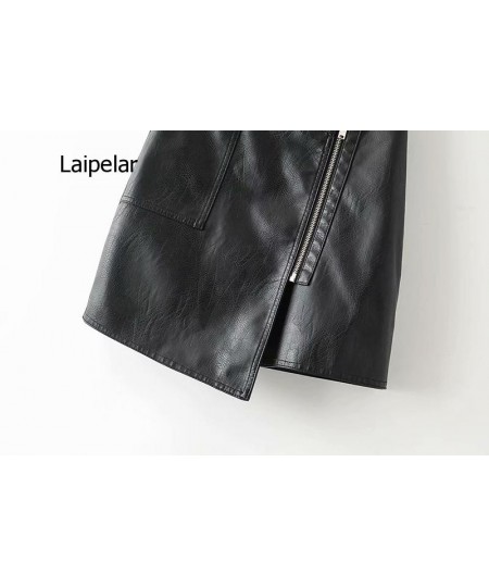 Pu Leather Asymmetrical Women Solid Skirt 2023 Ladies Zipper Mini Skirts Spring Summer Sexy Short Faux Leather Clothing $68.2...