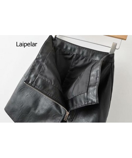 Pu Leather Asymmetrical Women Solid Skirt 2023 Ladies Zipper Mini Skirts Spring Summer Sexy Short Faux Leather Clothing $68.2...