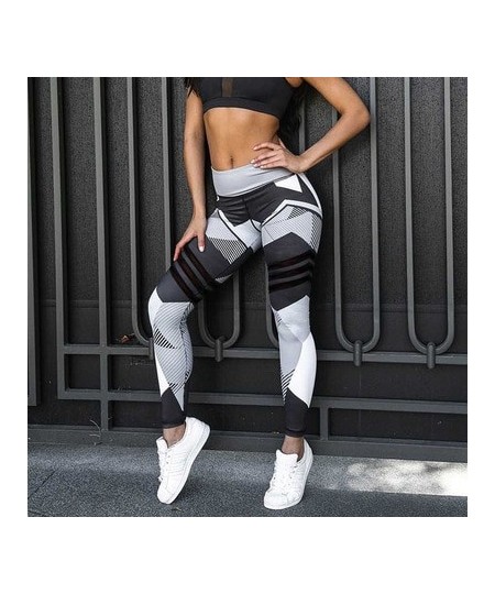 Women Quick Dry Sport Fitness Leggins Geometric Printed Sports Pants Yoga Pants Leggings Slim Tights Trousers For Women $19.1...