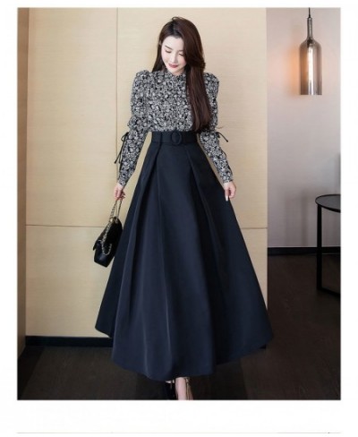 Office Ladies Formal Black Pleated Skirt Women High Waist Maxi Skirt With Belt 2021 New Korean Elegant Fashion Long Work Skir...