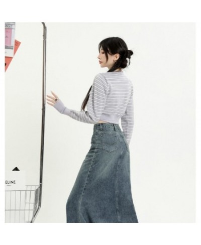 Nostalgic Blue Denim Skirt Women's Slim Wrap Hip Skirt 2023 Spring Summer Fashion New Style High Waist Versatile Fishtail Ski...