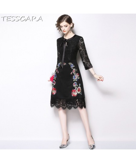 Women Autumn Office Elegant Embroidery Dress Festa Female High Quality Designer Party Vestidos Vintage Lace Robe Femme $67.70...