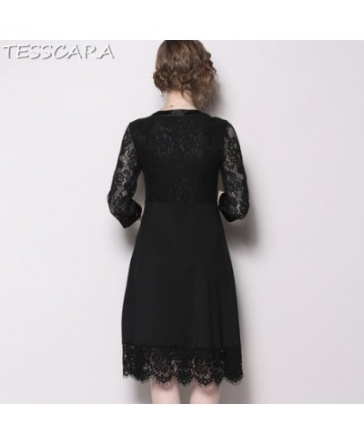 Women Autumn Office Elegant Embroidery Dress Festa Female High Quality Designer Party Vestidos Vintage Lace Robe Femme $67.70...