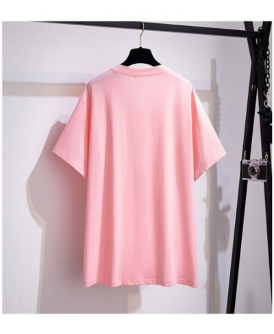 New 2022 Summer Plus Size Women Tops Large Size Short Sleeve Loose Cotton Pink White V-neck T-shirt 4XL 5XL 6XL 7XL 8XL 9XL $...