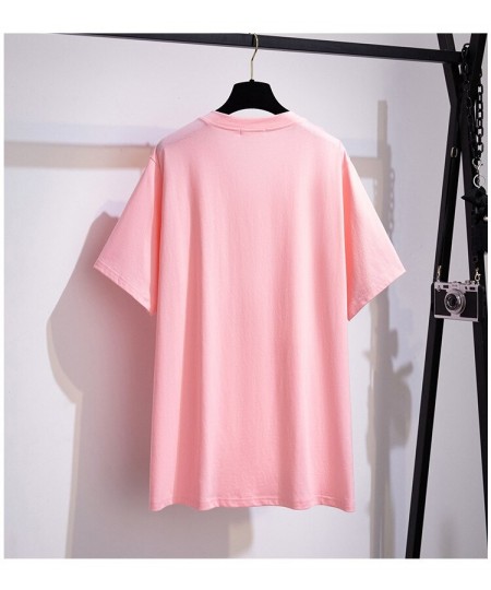 New 2022 Summer Plus Size Women Tops Large Size Short Sleeve Loose Cotton Pink White V-neck T-shirt 4XL 5XL 6XL 7XL 8XL 9XL $...