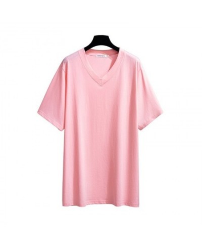 New 2022 Summer Plus Size Women Tops Large Size Short Sleeve Loose Cotton Pink White V-neck T-shirt 4XL 5XL 6XL 7XL 8XL 9XL $...