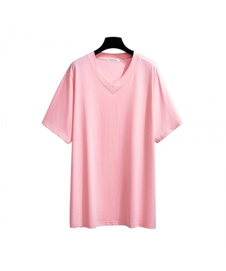 New 2022 Summer Plus Size Women Tops Large Size Short Sleeve Loose Cotton Pink White V-neck T-shirt 4XL 5XL 6XL 7XL 8XL 9XL $...