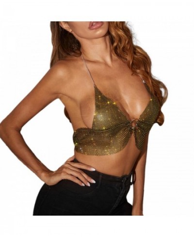 Women's Super Sparkling Diamond Mesh Sexy Nightclub Chain Camisole $33.83 - Underwear