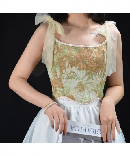 Vintage Floral Tapestry Embroidery Overbust Corset Crop Vest Lace Up $56.98 - Underwear