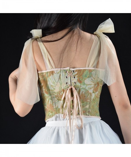 Vintage Floral Tapestry Embroidery Overbust Corset Crop Vest Lace Up $56.98 - Underwear