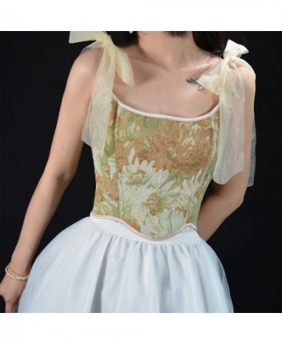 Vintage Floral Tapestry Embroidery Overbust Corset Crop Vest Lace Up $56.98 - Underwear