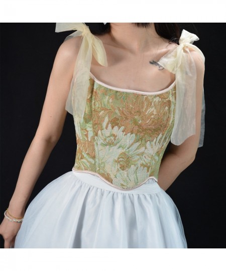 Vintage Floral Tapestry Embroidery Overbust Corset Crop Vest Lace Up $56.98 - Underwear