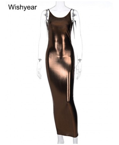 Metallic Strap Open Back Bodycon Long Maxi Dress for Women Birthday Summer Clothing Sexy Party Prom Nightclub Outfits $28.62 ...