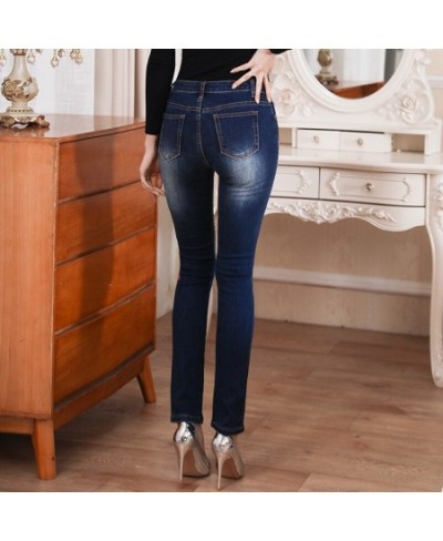 Embroidery Flower Skinny Jeans Beautiful Womens Clothing High Waist Pants Plus Size Mom Pants $68.39 - Jeans