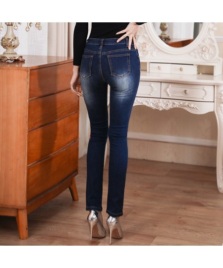 Embroidery Flower Skinny Jeans Beautiful Womens Clothing High Waist Pants Plus Size Mom Pants $68.39 - Jeans