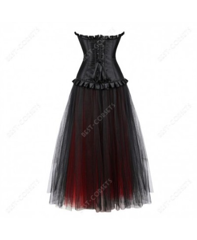 Red Dress With Corset Sexy Plus Size Gothic Corset Skirt Party Evening Mesh Maxi Dress Elegant Corset Dresses for Women $80.7...