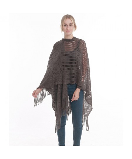 One Size Autumn Winter New European and American Style Large Hollow Shawl Female Tassel Shawl Thin Medium Long Cardigans Coat...