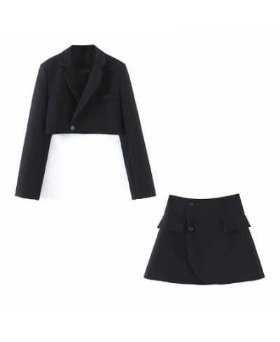 Women Blazer Clothing Two Piece Set Women Suits With Skirt Female Suit Tweed Long Sleeves Short Skirt Suits Blazer $74.11 - S...