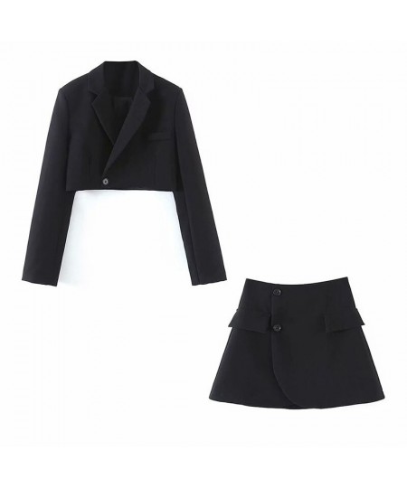 Women Blazer Clothing Two Piece Set Women Suits With Skirt Female Suit Tweed Long Sleeves Short Skirt Suits Blazer $74.11 - S...