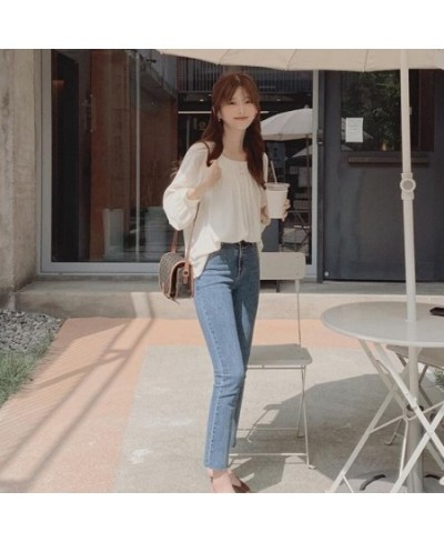 Blouses Women French Style Tender Classy Minimalist Square Collar Basic Autumn Feminino All-match Vintage Casual Top $25.36 -...