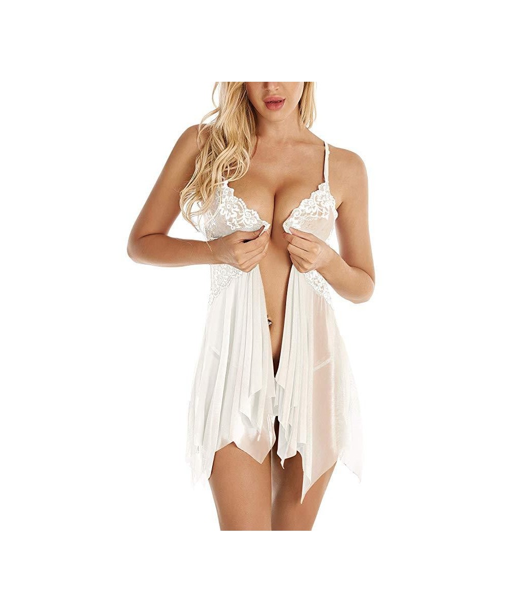 Women Sexy Night Dress Erotic Lingerie Front Closure Transparent Lace Underwear 2022 Floral Sleepwear Sex Woman Nightie $19.5...