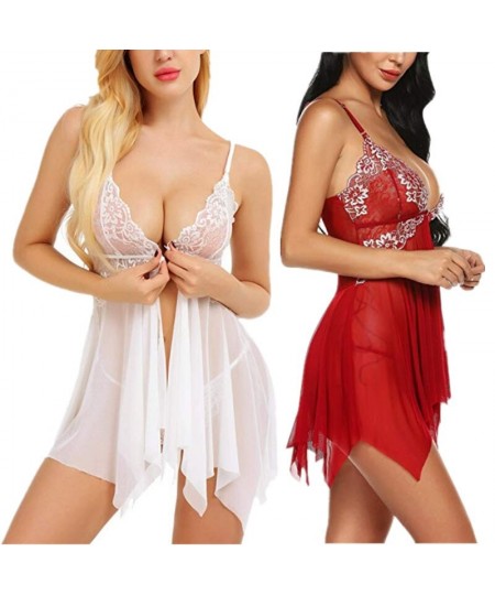 Women Sexy Night Dress Erotic Lingerie Front Closure Transparent Lace Underwear 2022 Floral Sleepwear Sex Woman Nightie $19.5...