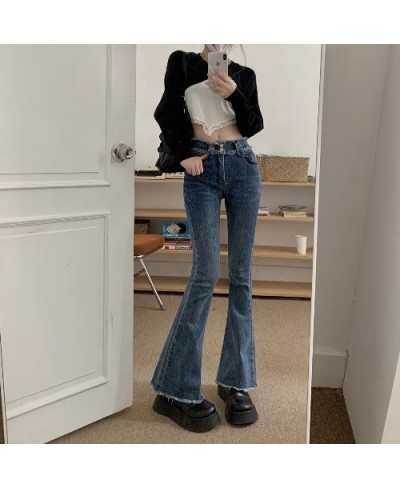 Women's Chic Ripped High Waist Flare Jeans Casual Streetwear Slim Long Denim Pants Lady Boot Cut Jeans Trousers $46.20 - Bottoms