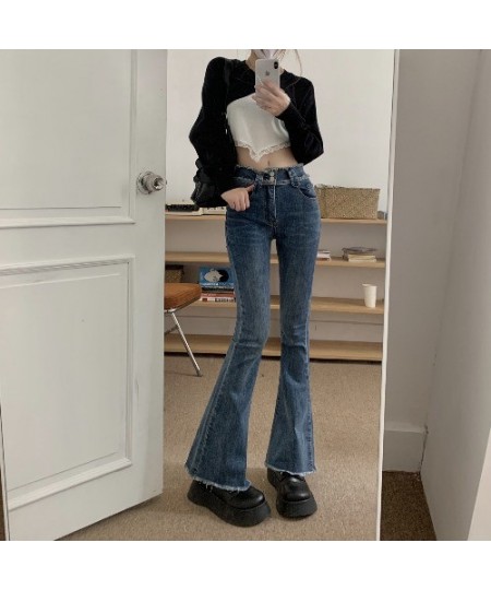 Women's Chic Ripped High Waist Flare Jeans Casual Streetwear Slim Long Denim Pants Lady Boot Cut Jeans Trousers $46.20 - Bottoms