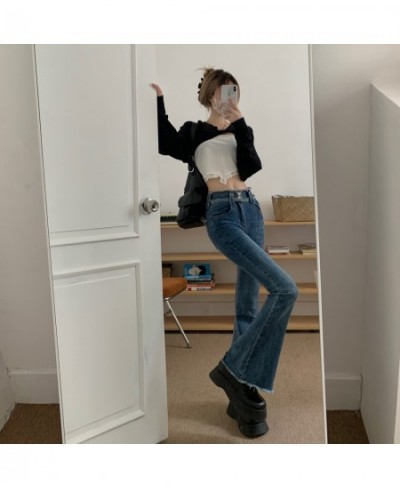 Women's Chic Ripped High Waist Flare Jeans Casual Streetwear Slim Long Denim Pants Lady Boot Cut Jeans Trousers $46.20 - Bottoms