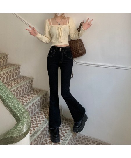 Women's Chic Ripped High Waist Flare Jeans Casual Streetwear Slim Long Denim Pants Lady Boot Cut Jeans Trousers $46.20 - Bottoms