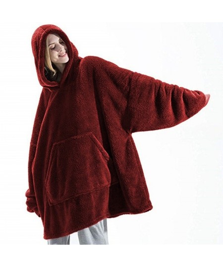 Winter Warm Hoodies Blanket with Sleeves Oversized Women /Men Pullovers Thicken Fleece Giant Blanket Hoodies Sleepwear $39.33...