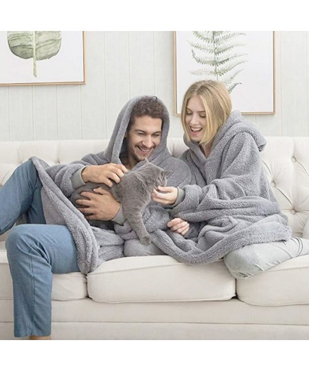 Winter Warm Hoodies Blanket with Sleeves Oversized Women /Men Pullovers Thicken Fleece Giant Blanket Hoodies Sleepwear $39.33...