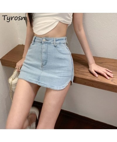 Skirts Women Asymmetrical Slim Solid Denim Minimalist Fashion High Waist All-match Leisure Korean Style Ladies Hotsweet Summe...