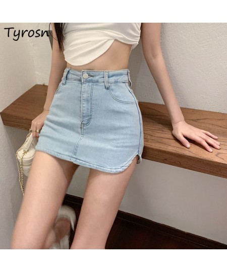 Skirts Women Asymmetrical Slim Solid Denim Minimalist Fashion High Waist All-match Leisure Korean Style Ladies Hotsweet Summe...