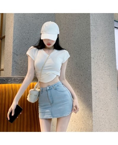 Skirts Women Asymmetrical Slim Solid Denim Minimalist Fashion High Waist All-match Leisure Korean Style Ladies Hotsweet Summe...