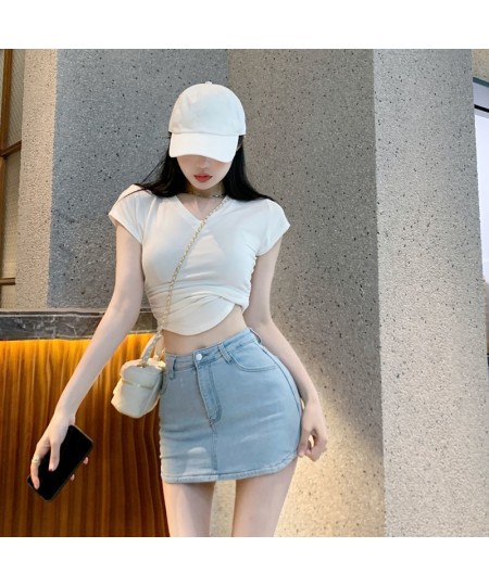 Skirts Women Asymmetrical Slim Solid Denim Minimalist Fashion High Waist All-match Leisure Korean Style Ladies Hotsweet Summe...