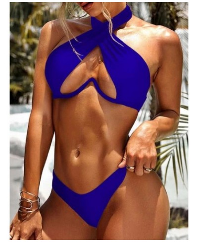 Ladies Summer Solid Color Sexy Swimsuit Adult Female Multifunctional Detachable Shoulder Strap Sexy Halter Swimsuit Bikini 20...