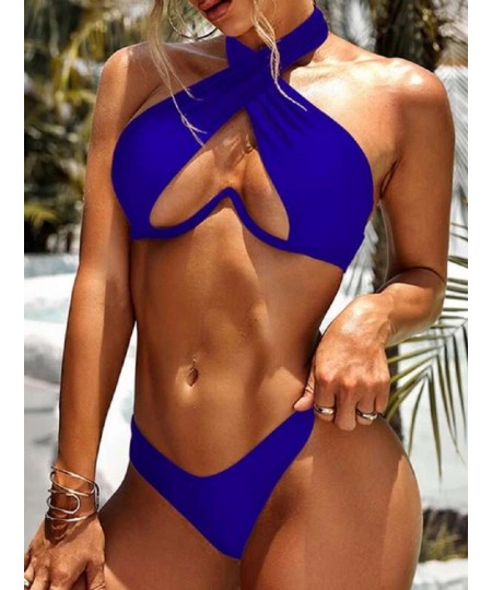 Ladies Summer Solid Color Sexy Swimsuit Adult Female Multifunctional Detachable Shoulder Strap Sexy Halter Swimsuit Bikini 20...