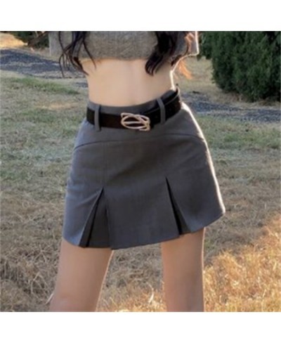 High Waisted Pleated Skirts for Women Summer 2023 New Solid Korean Fashion Split Mini Skirt Ladies Casual A Line Skirts $40.3...