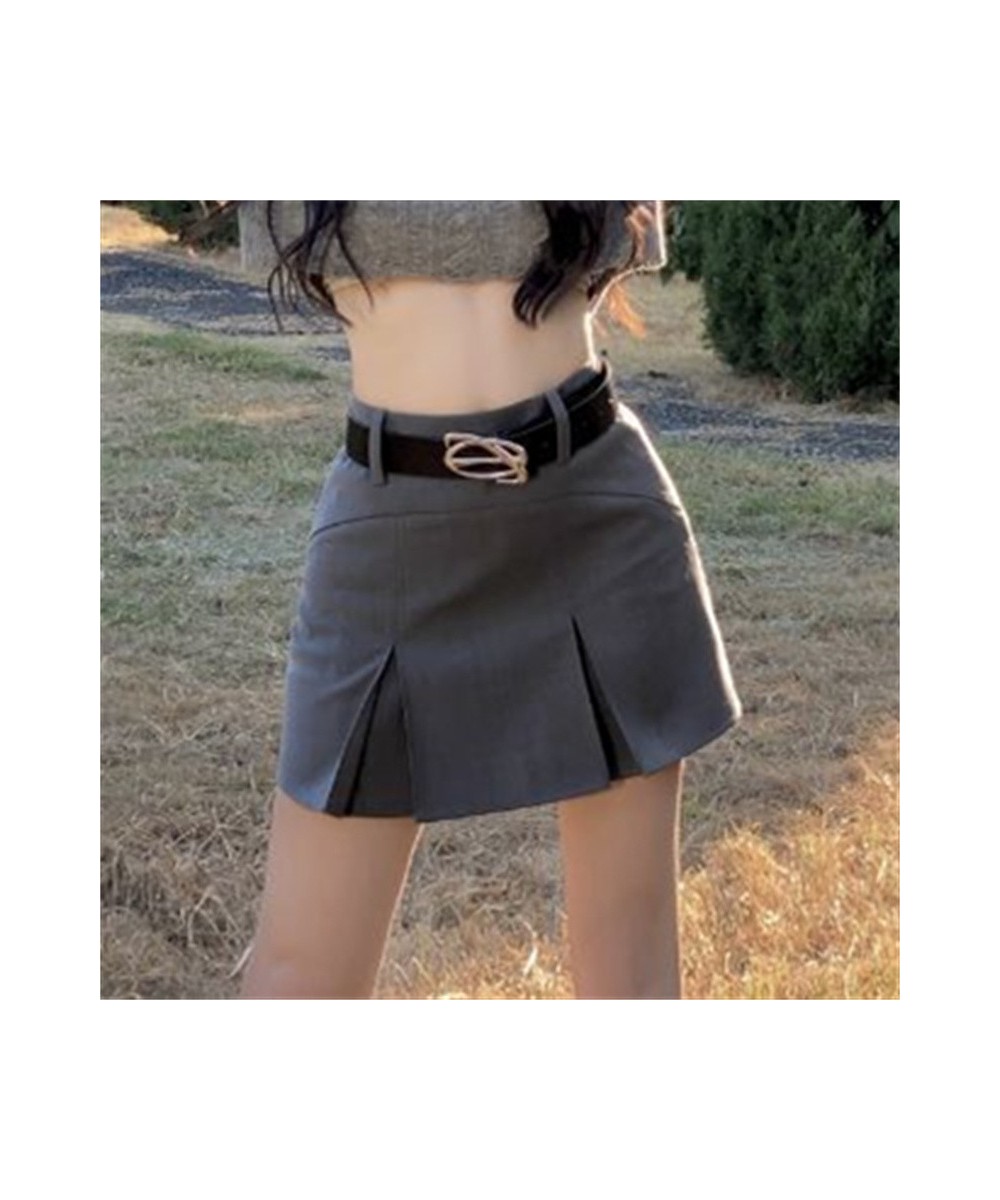 High Waisted Pleated Skirts for Women Summer 2023 New Solid Korean Fashion Split Mini Skirt Ladies Casual A Line Skirts $40.3...