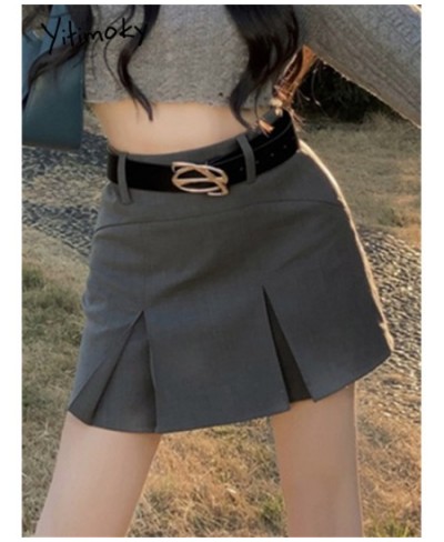 High Waisted Pleated Skirts for Women Summer 2023 New Solid Korean Fashion Split Mini Skirt Ladies Casual A Line Skirts $40.3...