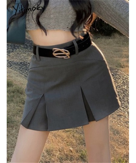 High Waisted Pleated Skirts for Women Summer 2023 New Solid Korean Fashion Split Mini Skirt Ladies Casual A Line Skirts $40.3...