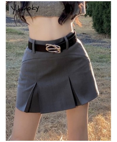 High Waisted Pleated Skirts for Women Summer 2023 New Solid Korean Fashion Split Mini Skirt Ladies Casual A Line Skirts $40.3...