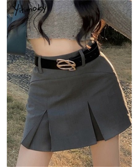 High Waisted Pleated Skirts for Women Summer 2023 New Solid Korean Fashion Split Mini Skirt Ladies Casual A Line Skirts $40.3...